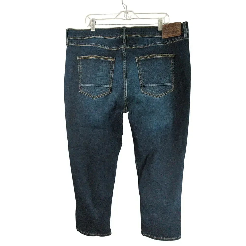 Devil Dog Jeans Mens 40x30 Blue Dark‎ Wash Athletic Fit Stretch